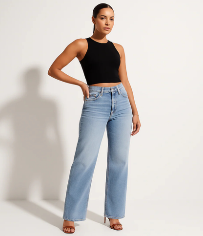 Nordyx™Stretch-denimjeans med vide ben, mellomlav midje