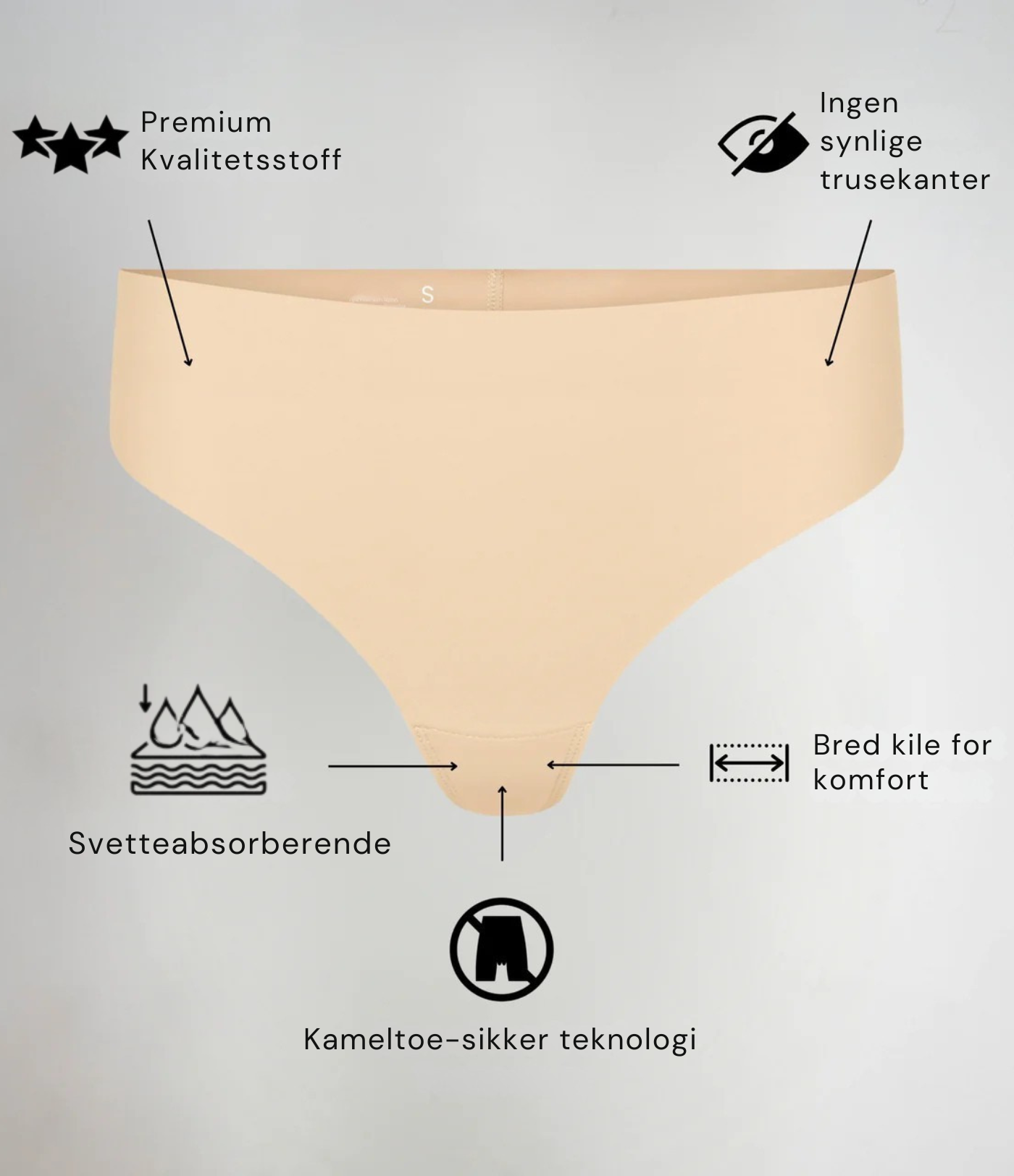 Usynlig kameltoe-stringtruse med høy midje