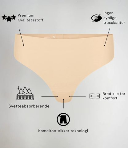 Usynlig kameltoe-stringtruse med høy midje