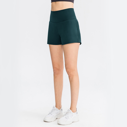 2‑i‑1 Superhøytlivs Yogashorts med Baklomme & Skjult Sidelomme