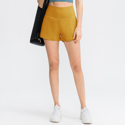 2‑i‑1 Superhøytlivs Yogashorts med Baklomme & Skjult Sidelomme