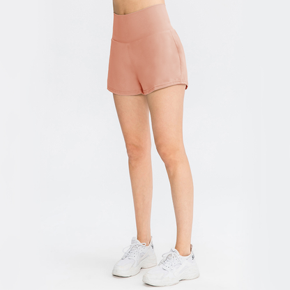 2‑i‑1 Superhøytlivs Yogashorts med Baklomme & Skjult Sidelomme