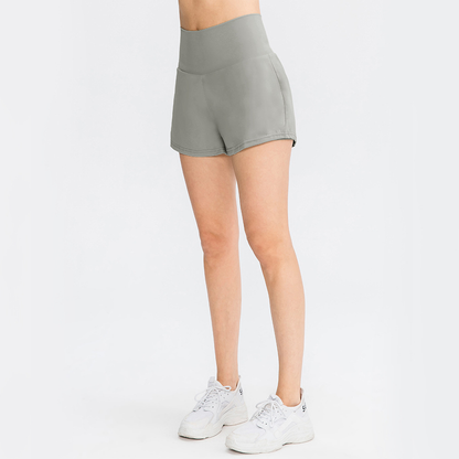 2‑i‑1 Superhøytlivs Yogashorts med Baklomme & Skjult Sidelomme