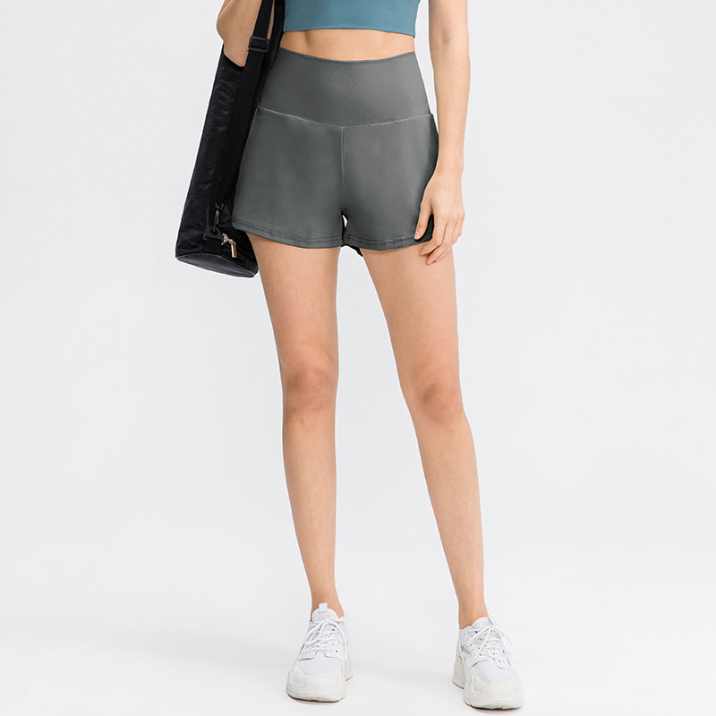 2‑i‑1 Superhøytlivs Yogashorts med Baklomme & Skjult Sidelomme