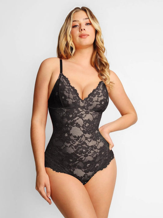 Nordyx™Flatterende bodysuit i blonde med dyp V-utringning